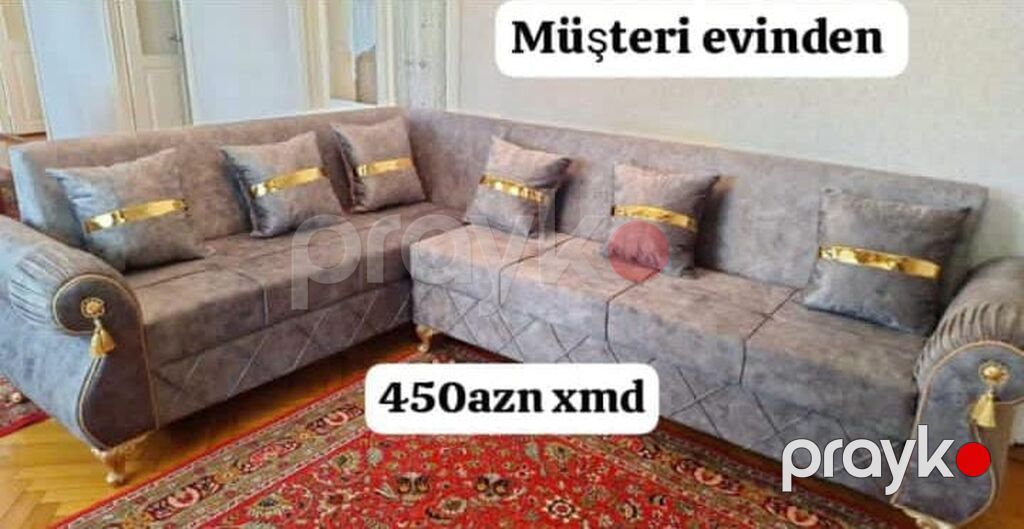 Künc divan dəsti - Klassik-modern dizayn: yumru qolçaqlar, dekorativ — Yumşaq mobilya dəstləri, Bakı (3)