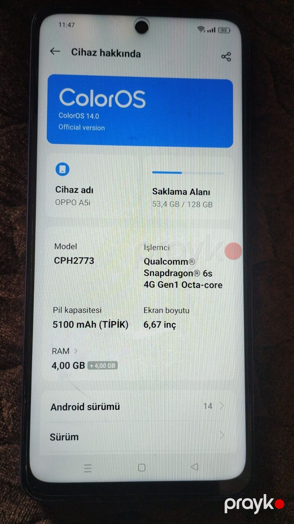 Oppo 5i, 128 GB, rəng - Bənövşəyi, Sensor, Barmaq izi, Face ID — OPPO, Bakı (2)