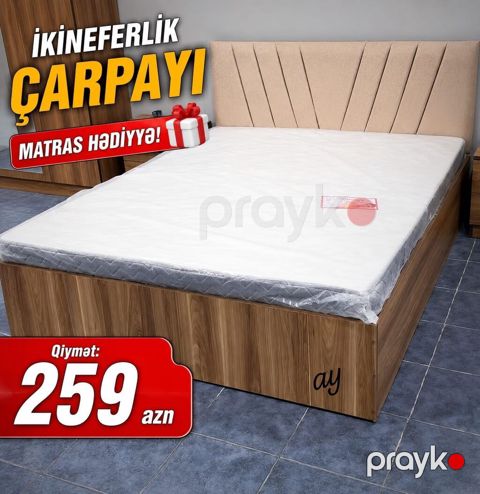 İkineferlik çarpayı - Dəst: çarpayı + hədiyyə matras (şəkildə — Bakı