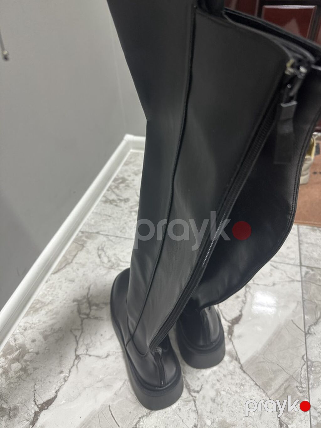 Qadınlar üçün dizdən yuxarı qara çəkmələr - Model: over-the-knee, düz — Çəkmə, Mingəçevir (3)