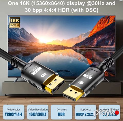 Kabel 3M "DP to DP 2.1 16K 60hz 80Gbps" — Bakı