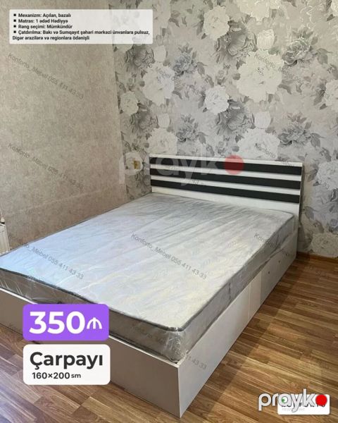 Çarpayı – 160×200 sm, açılan-bazalı mexanizm - Dəst: 1 ədəd matras — Bakı