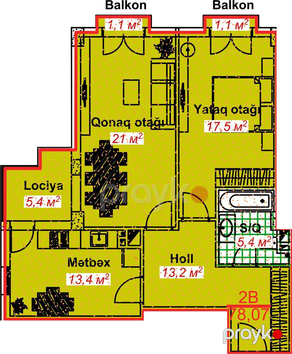 Satılır 2 otaqlı yeni tikili 78 m² — Mənzil, Lənkəran (6)