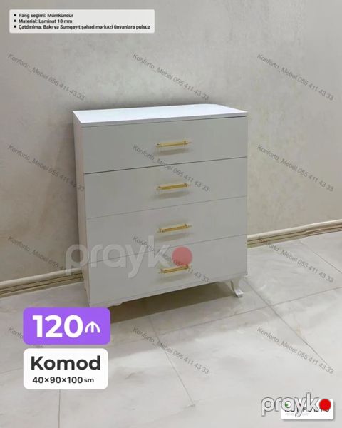 Komod – 4 çekmecəli Ölçü: 40 90 100 sm Material: 18 mm laminat — Bakı