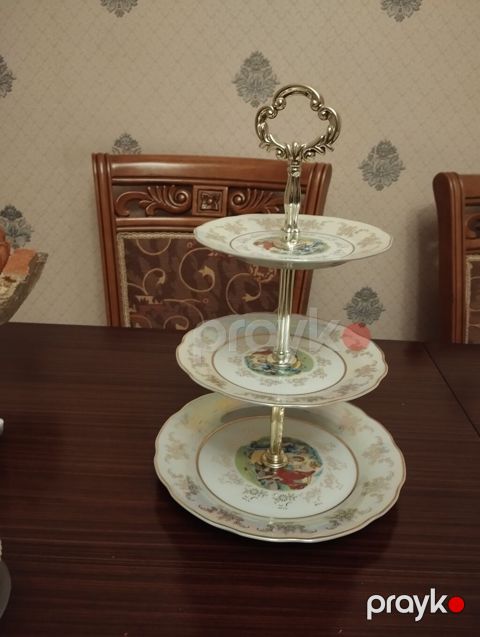 Tort və şiriniyyat qabı, rəng - Qızılı, Farfor — Bakı