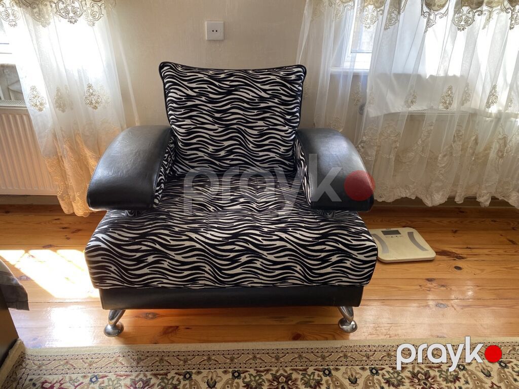 Zebra naxışlı geniş 2 cüt kreslo - Dizayn: Qara-ağ zebra printli — Kreslolar, Bakı (4)