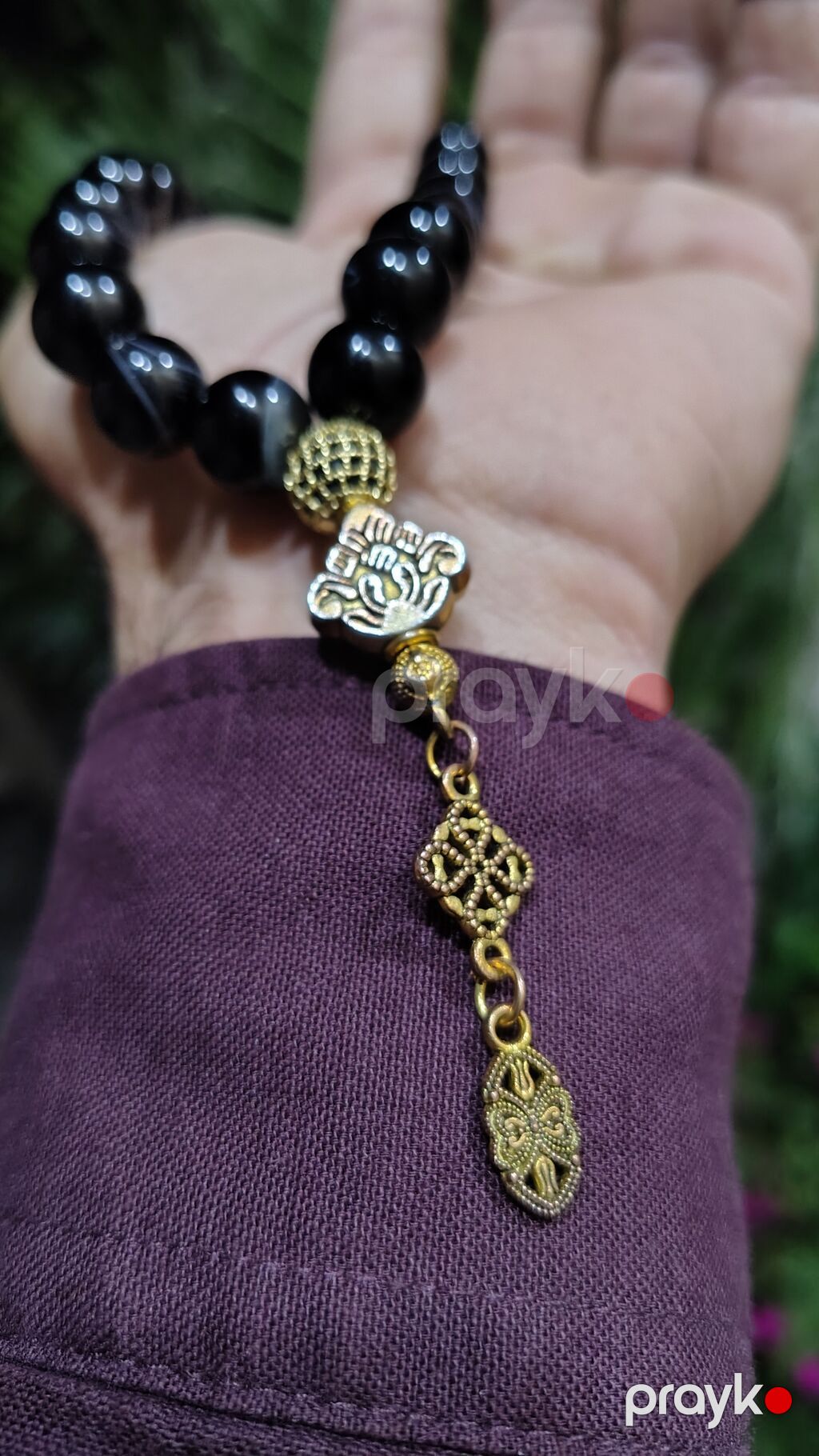 Qara aqiqdən təsbeh - Material: parlaq qara aqiq (yuvarlaq cilalanmış — Uca bilərziklər, Digah (5)