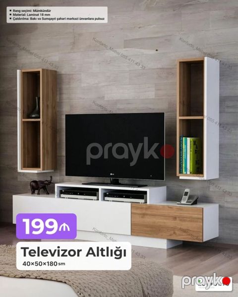 Televizor altlığı və divar rəfləri dəsti - Ölçü: 40 50 180 sm — Bakı