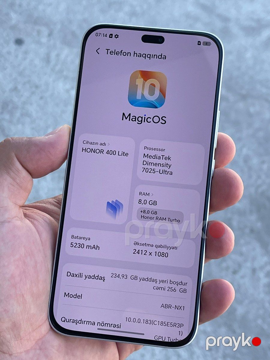 Honor 400 Lite Velvet Grey 256GB/8GB — Smartfonlar, Bakı (6)
