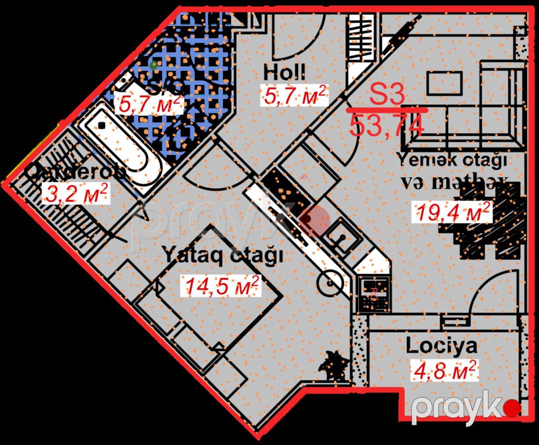 Satılır 1 otaqlı yeni tikili 53.7 m² — Mənzil, Lənkəran (3)
