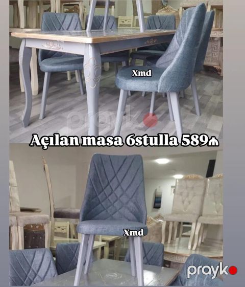 Açılan masa və 6 ədəd stul dəsti - Masa: açılıb-bağlanan mexanizmli — Bakı