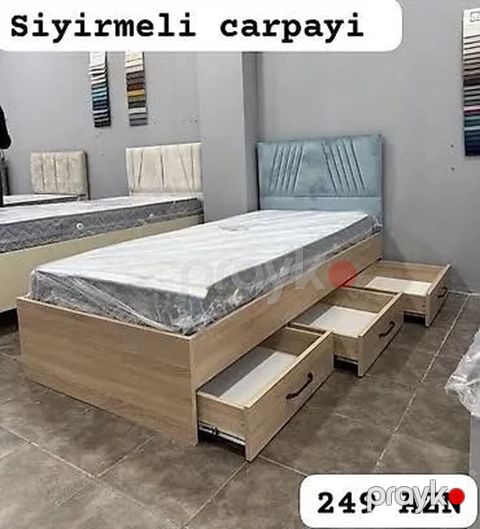 Siyirməli tək nəfərlik çarpayı - Korpus: ağac görünümlü laminat — Bakı