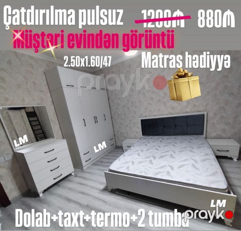 *Yataq dəsti* *Sifarişlə və yeni* Qiymət *880₼* Dəstə daxildir — Bakı