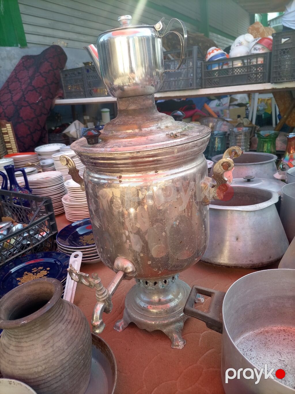 Klassik kömür/odunla işləyən samovar - Material: metal korpus, bürünc — Samovarlar, Bakı (6)