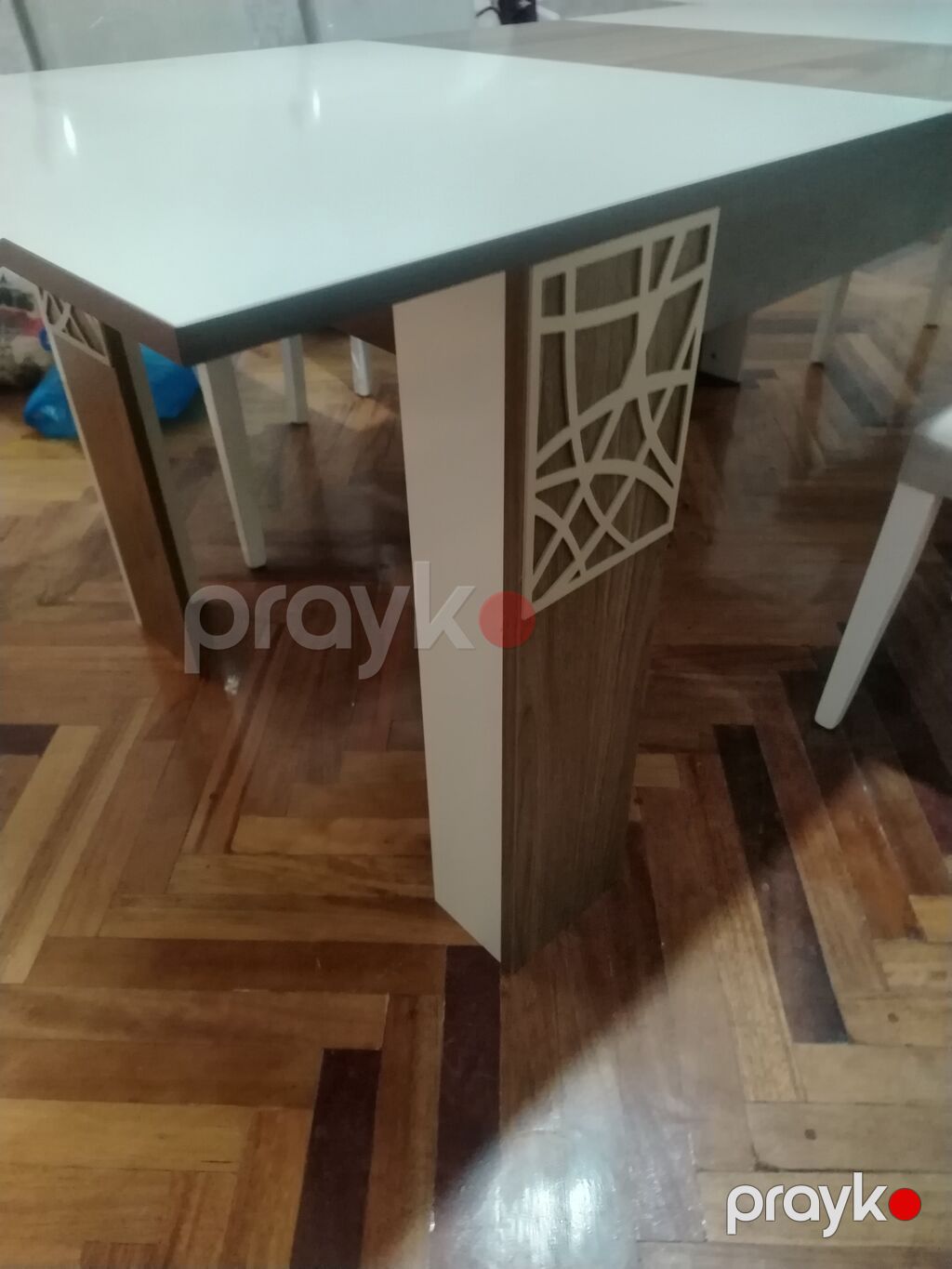 Qonaq otağı üçün, İşlənmiş, Açılan, Dördbucaq masa, 8 stul — Masalar və stullar, Bakı (5)