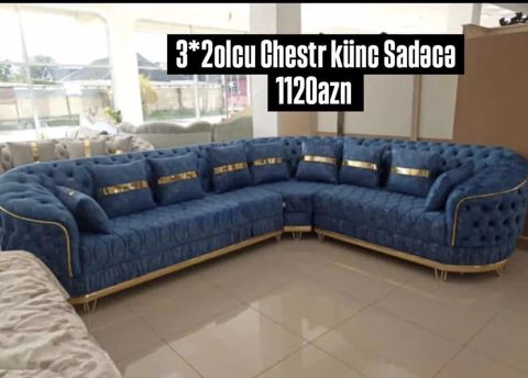 Chester üslubunda künc divan - Ölçü: 3×2 (L şəkilli künc komplekti) — mebeldivansifarisle — Диваны