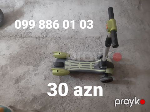 Uşaq nəqliyyat vasitələri paketi 1) Üçtəkərli skuter – yaşıl-qara — İsmayıllı