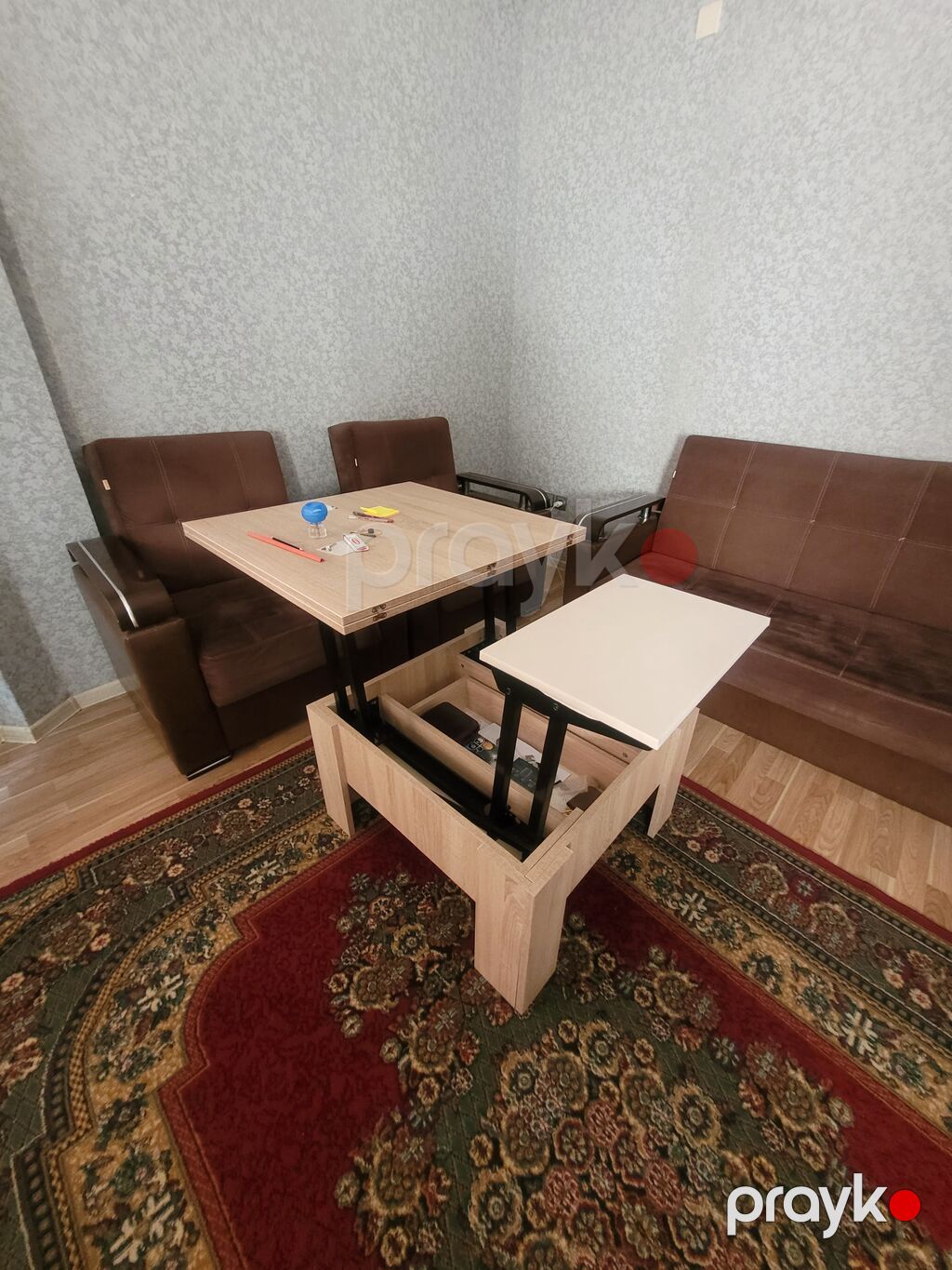 Jurnal masası, İşlənmiş, Transformer, Laminat, Kvadrat masa — Masalar, Gəncə (3)