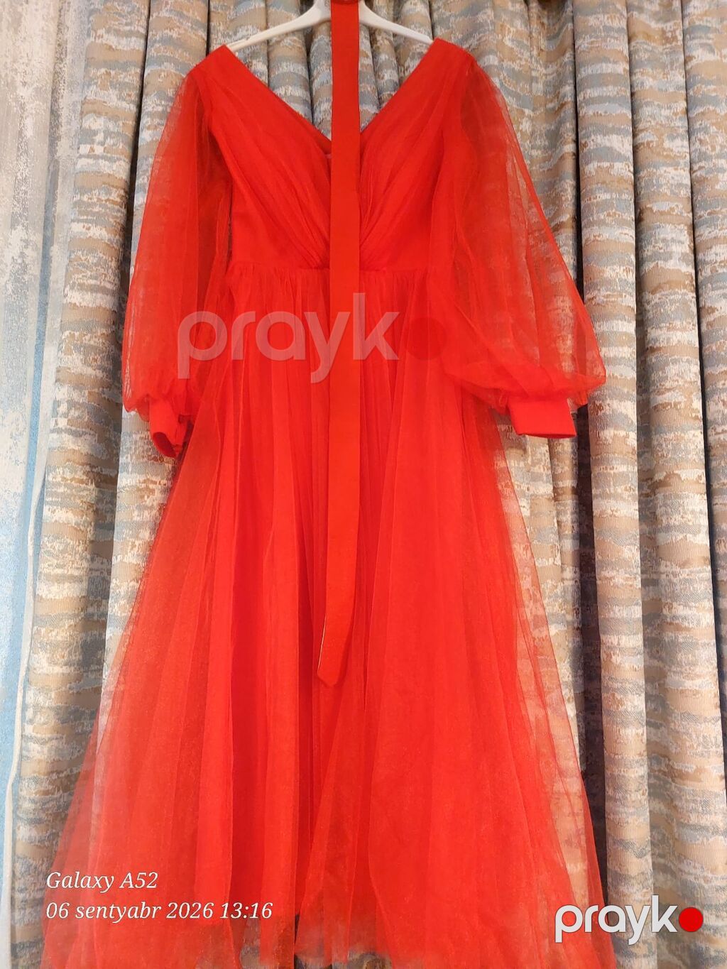 Qırmızı tül don Ünvan Xaçmazda yerləşir - Model: A-kəsim, beldən — Axşam paltarları, Bakı (2)