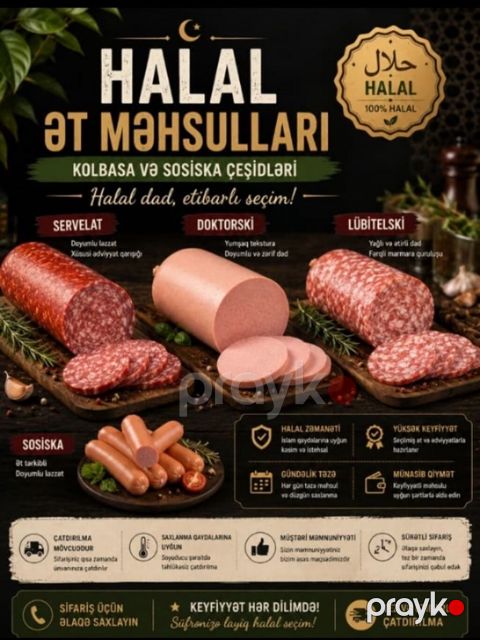 Halal ət məhsulları – kolbasa və sosiska çeşidləri Halal zəmanəti — Xırdalan
