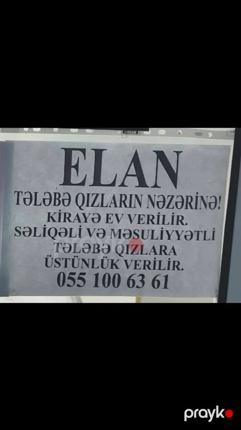 Kirayə ev təklif olunur. - Ünvan və sahə məlumatı göstərilməyib — Mingəçevir