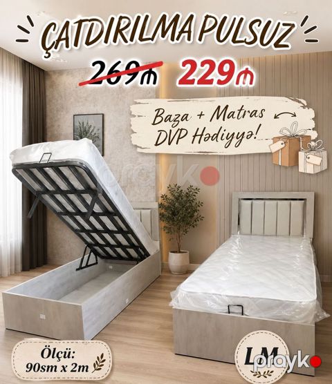 Tək nəfərlik baza və matrass dəsti - Komplekt: baza + matrass - DVP — Bakı