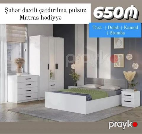 İkinəfərlik çarpayı, Dolab, Termo, 2 tumba, Yeni — Bakı