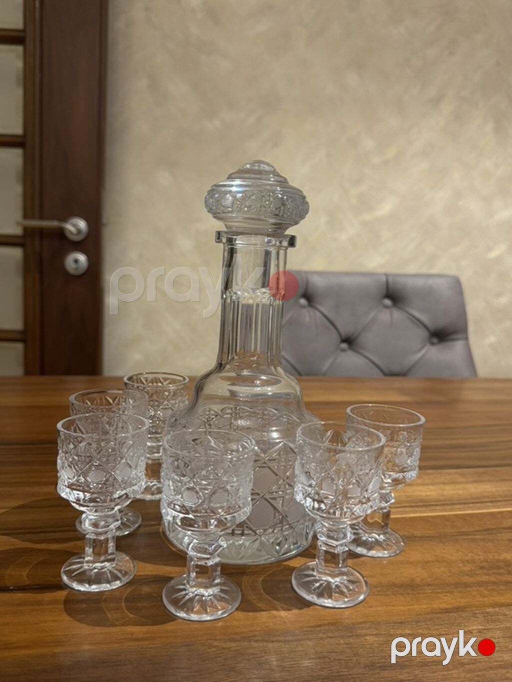 Kristal qrafin və bakal dəsti - Material: qalın, şəffaf kəsimli — Süfrə qabı, Bakı (4)
