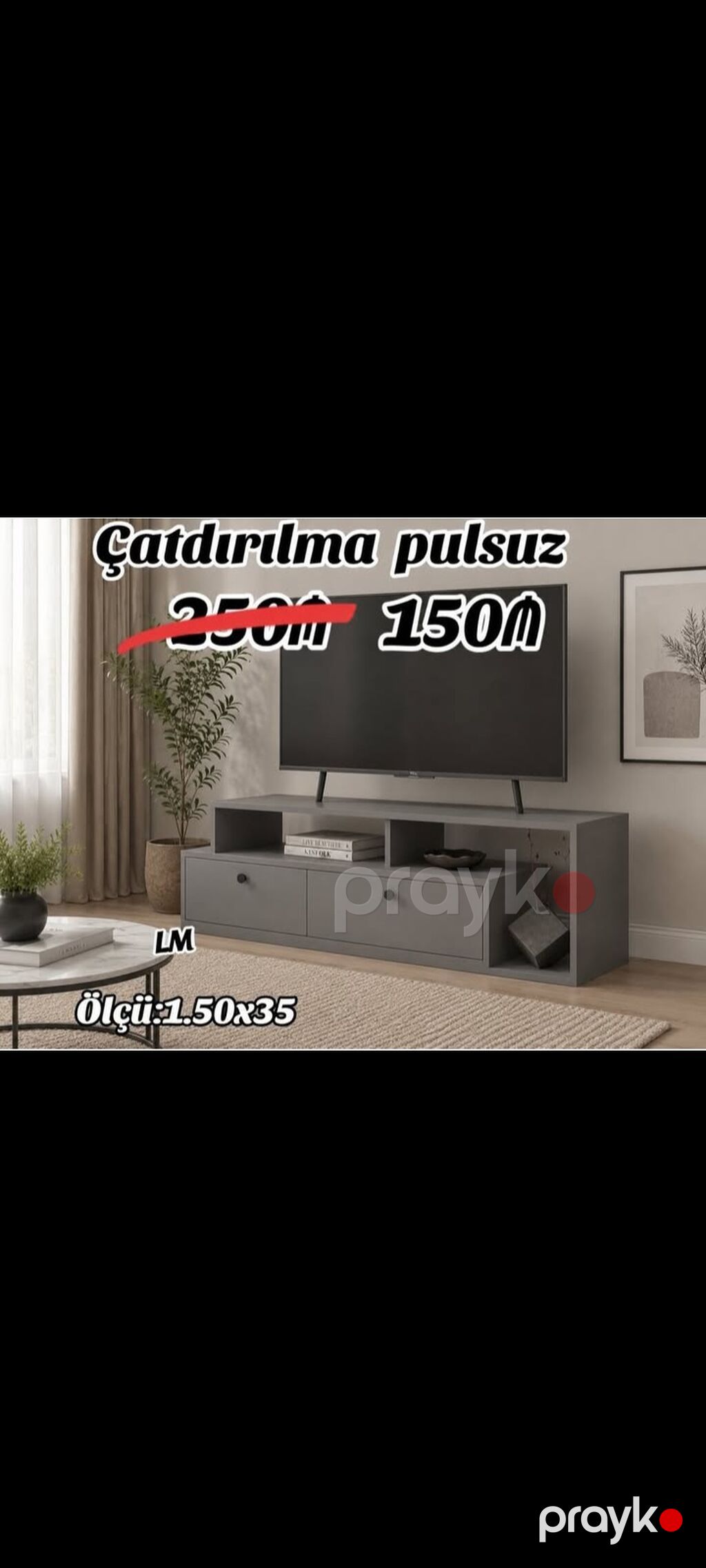 TV altlığı / TV stendi - Ölçü: 1.50 x 35 sm - Rəng variantları: təbii — Televizor altlıqları və standlar, Bakı (3)