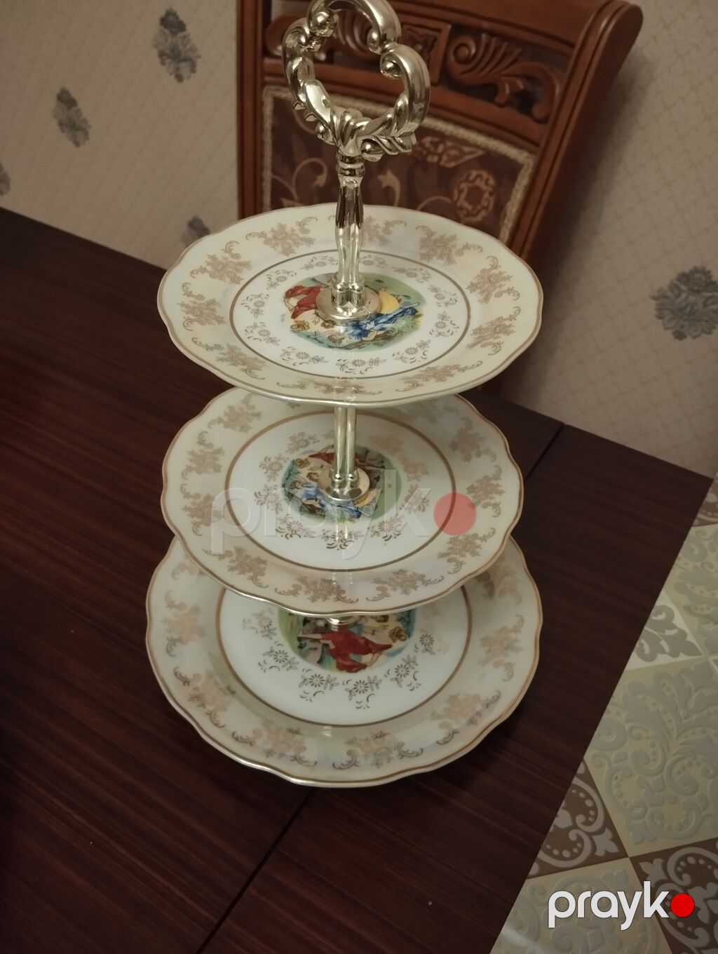 Tort və şiriniyyat qabı, rəng - Qızılı, Farfor — Süfrə qabı, Bakı (2)