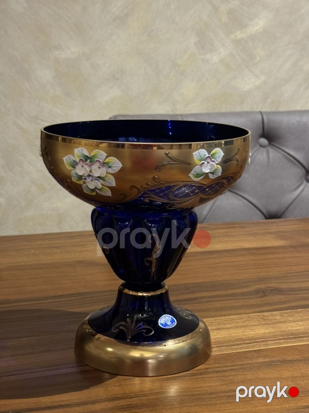 Böyük dekorativ qədəh-kasel - Material: qalın, kobalt-mavi şüşə — Süfrə qabı, Bakı (3)