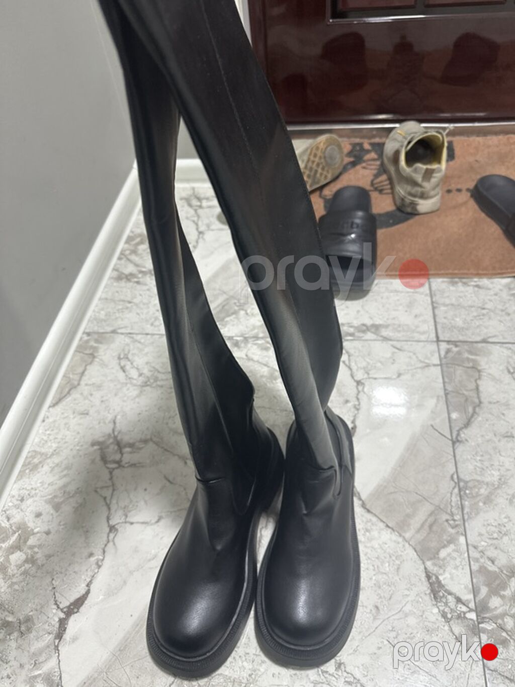 Qadınlar üçün dizdən yuxarı qara çəkmələr - Model: over-the-knee, düz — Çəkmə, Mingəçevir (2)