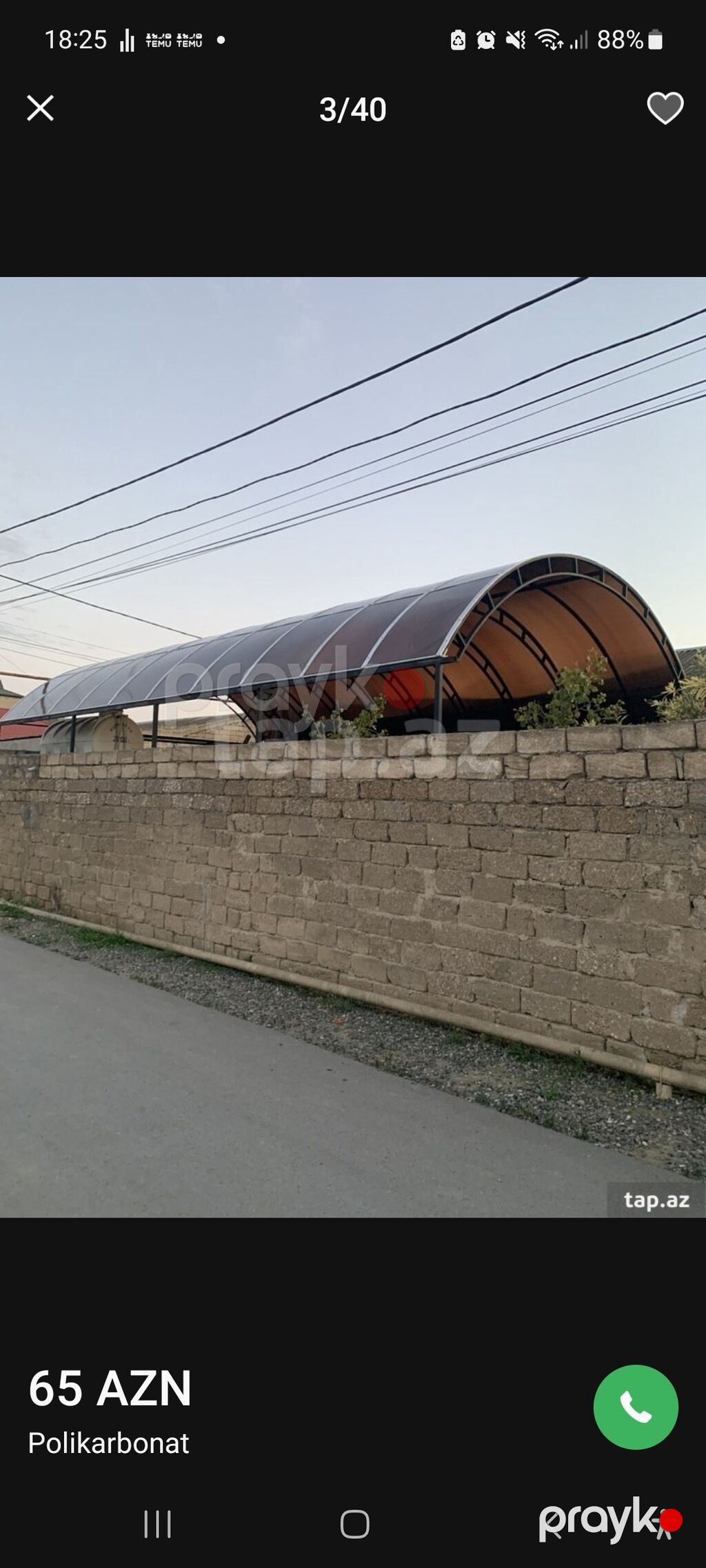Metal konstruksiyalı hazır və sifarişlə talvarlar - Tətbiq sahələri — Dam örtükləri, Xudat (9)