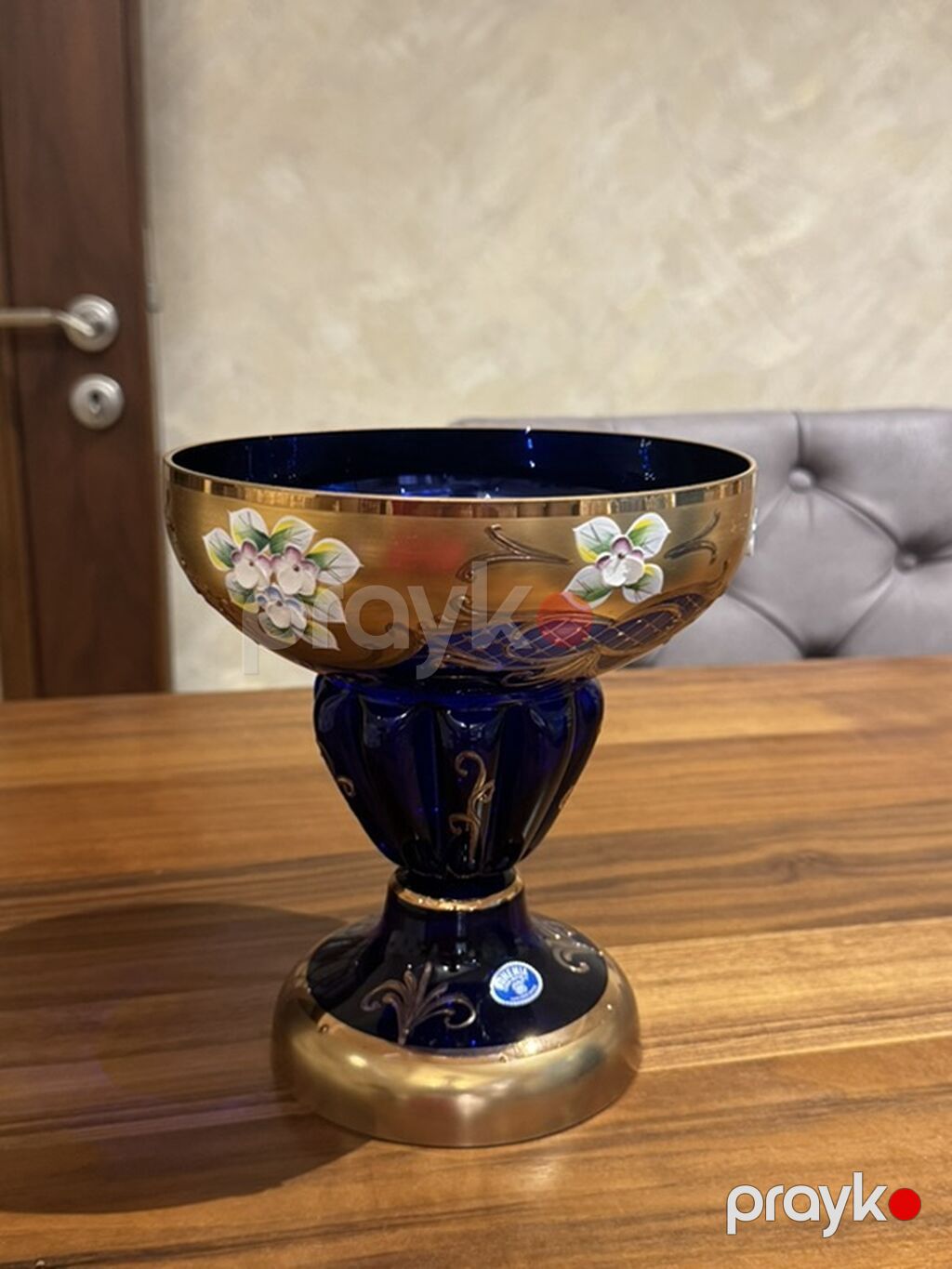 Böyük dekorativ qədəh-kasel - Material: qalın, kobalt-mavi şüşə — Süfrə qabı, Bakı (6)
