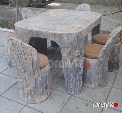 İşlənmiş, Kvadrat masa, 4 stul, Açılmayan, Stullar ilə — Saray