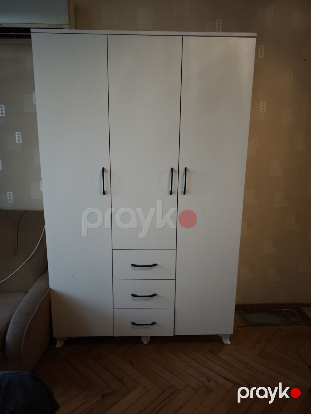Ağ rəngli 3 qapılı paltar dolabı ofis və üçün - Ümumi dizayn: klassik — Şkaflar, Bakı (2)