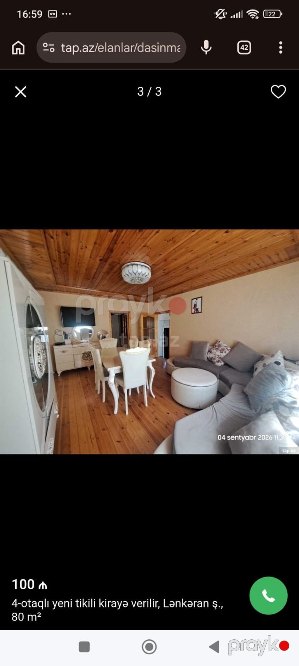 Kirayə verilir: Lənkəran şəhərində 4 otaqlı yeni tikili, 80 m² — Mənzil, Lənkəran (2)