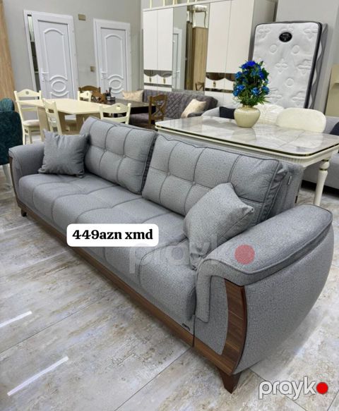 Mebel kateqoriyası: Divan Model: 3 nəfərlik, açıq boz rəngli, müasir — Bakı