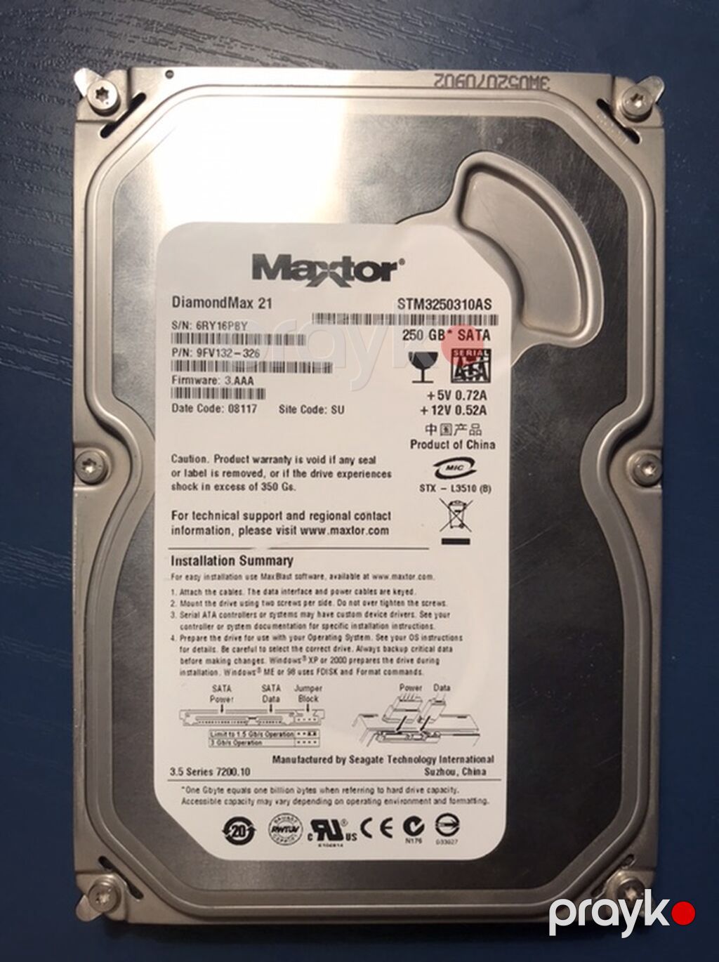 Maxtor DiamondMax 21 sərt disk (HDD) - Model: STM3250310AS - Tutum — Sabit diskləri, Gəncə