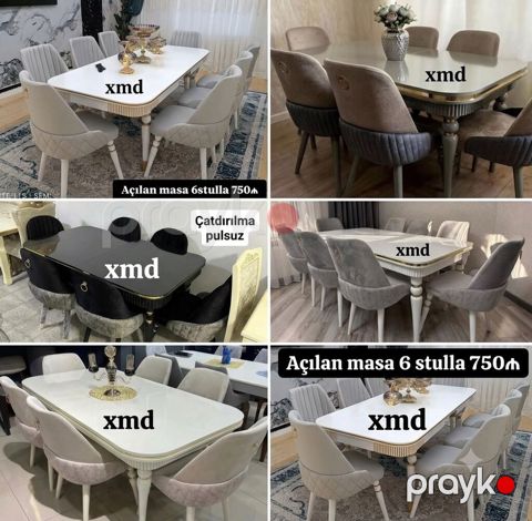Açılan yemək masası dəsti – 6 stulla birlikdə. - Müxtəlif rənglərdə — Bakı