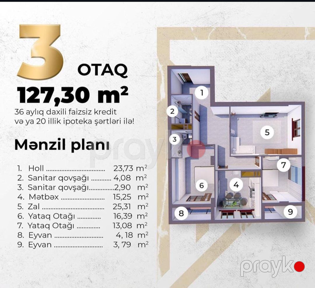 3-otaqlı yeni tikili, 28 May m., 127.3 m² — Mənzil, Bakı (4)