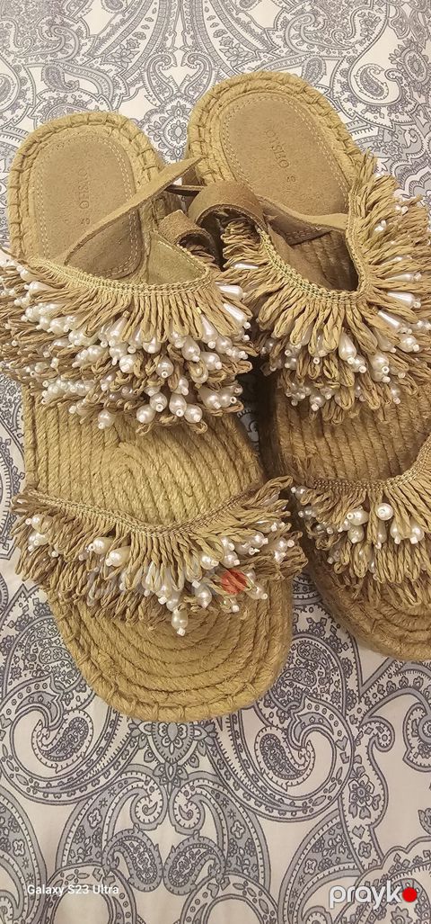 Qadın üçün əl işi yaz sandaleti,tezedi 40 olcu - Material: təbii — Bakı