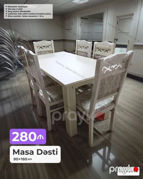 Məhsul: Masa Dəsti - Ölçü: 90×160 sm - Masa mexanizmi: Açılmayan — Bakı