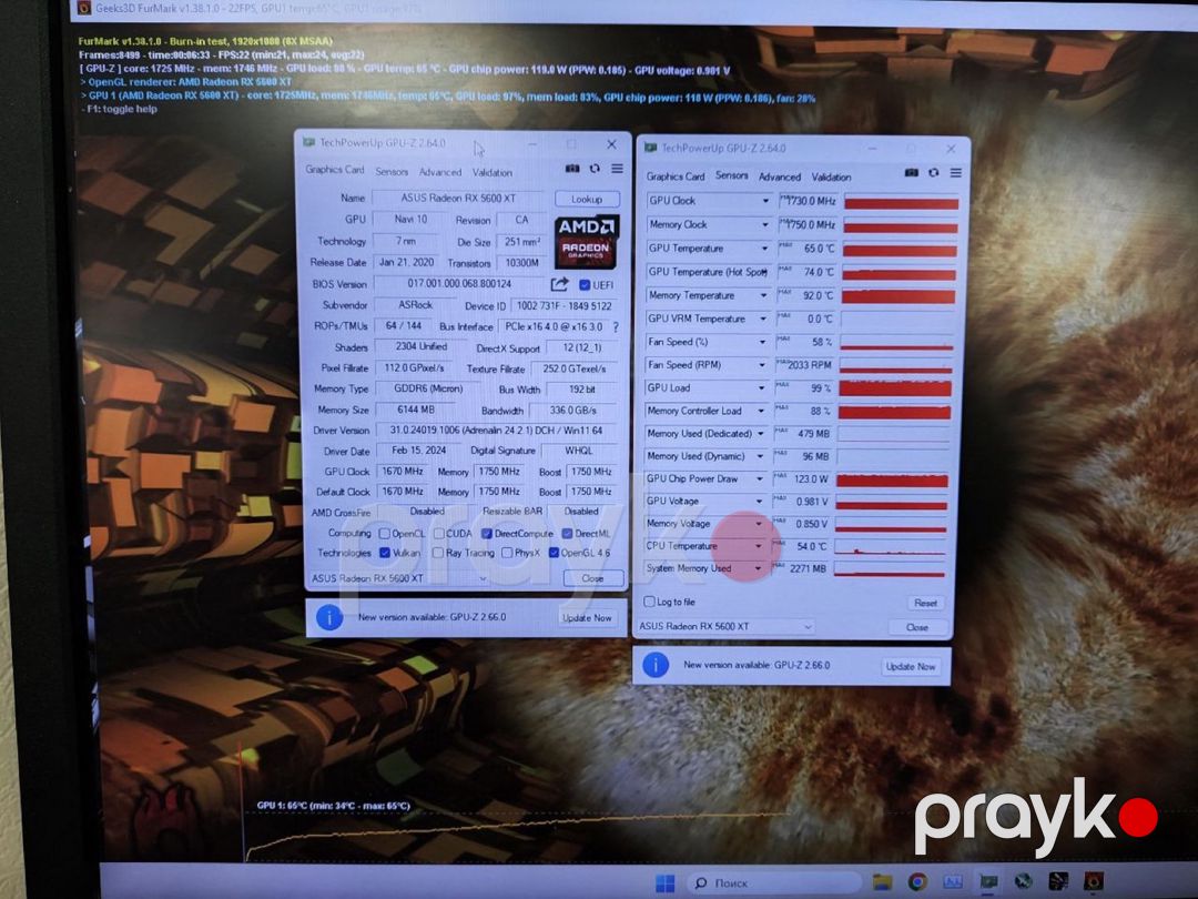 Video kart ASRock RX 5600XT Phantom Gaming 6GB — Kompüterlər və noutbuklar, Bakı (6)