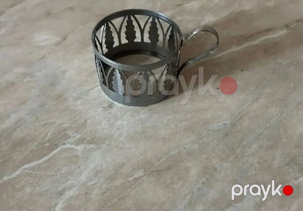 Metall fincanaltı (stəkanaltı) – tutacaqlı - Material: metal ərintisi — Süfrə sərvisin üçün əşyalar, Bakı (2)