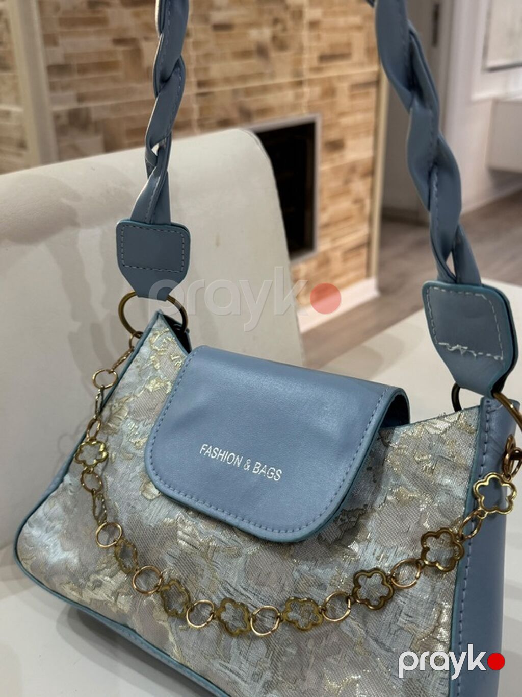 Mavi mini çanta - Dizayn: Pastel mavi rəngdə flap qapaqlı model, ön — Çantalar, çamadanlar, cüzdanlar, Bakı (2)