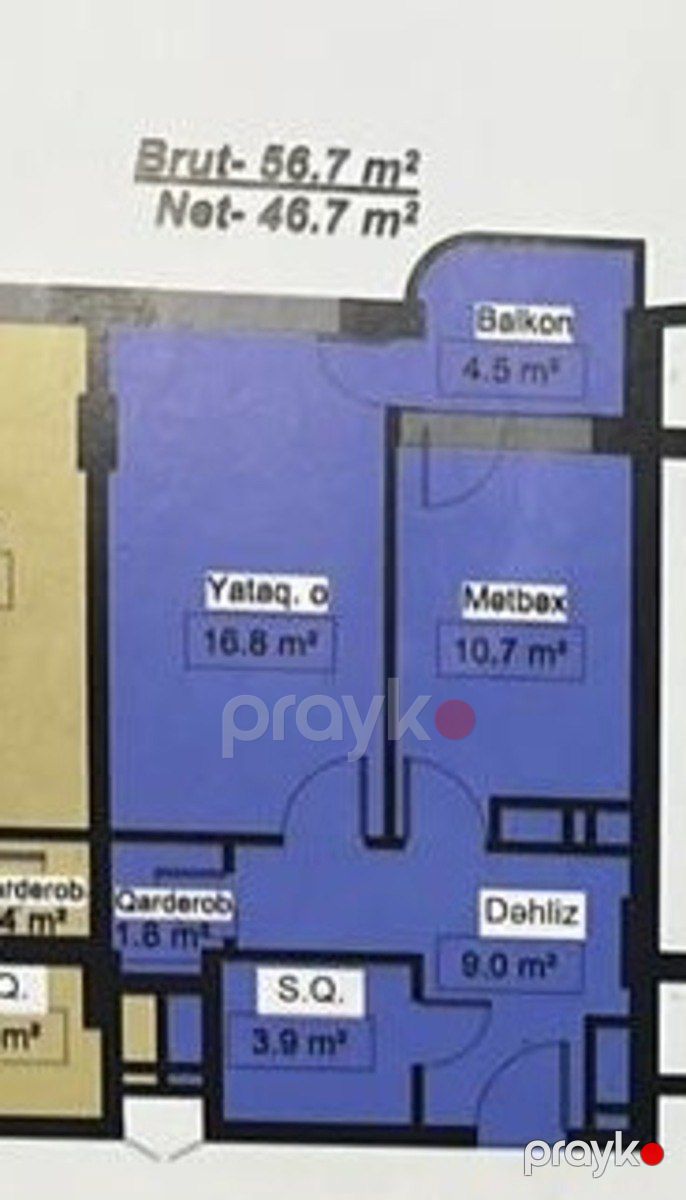 Satılır 1 otaqlı yeni tikili 57 m² — Mənzil, Bakı (5)
