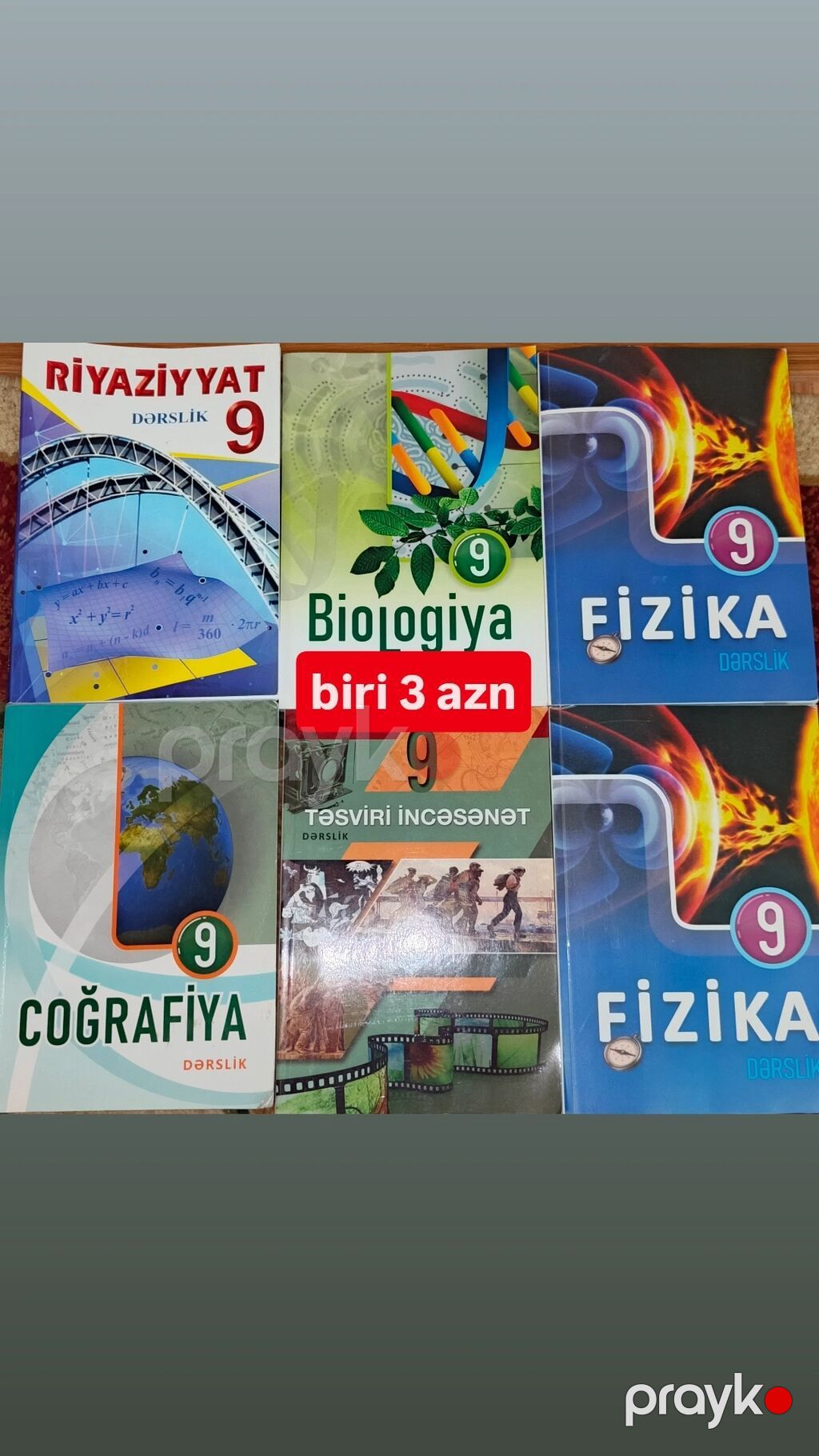 Məktəb dərslikləri satılır. 9-cu sinif: - Riyaziyyat, Fizika (2 — Kitablar, Bakı (3)