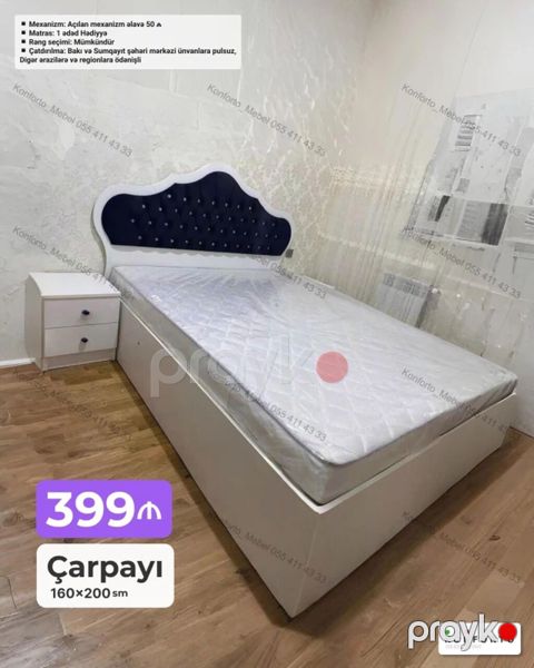 Məhsul: Çarpayı (160×200 sm) Təsvir: - Klassik dalğalı formaya malik — Bakı