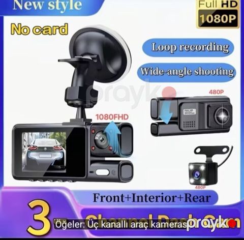 3 kanallı Avtomobil DVR (Front + Interior + Rear) - Video keyfiyyəti — Mingəçevir
